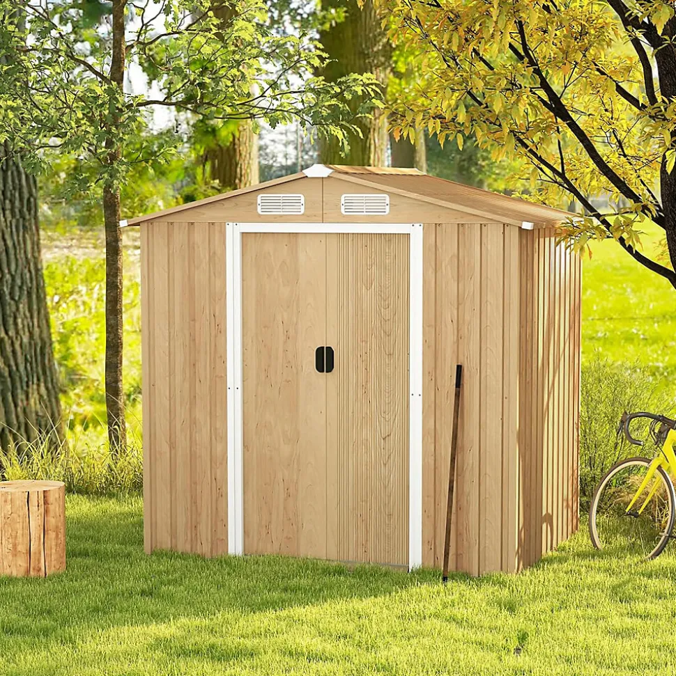 Abri de Jardin en Acier Galvanisé 2 m2 avec Portes Verrouillables Bouches d'Aération 2 Paires de Gants inclus