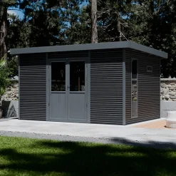 Abri de jardin en bois composite Onyx 43 - 12m² - Gris