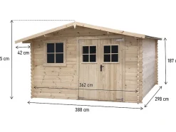 Abri de jardin en bois 14m²