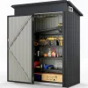 Abri de Jardin en Métal pour Outils avec Toit Incliné 150 x 88 x 185 CM avec Évant d'Aération Potre Fermable
