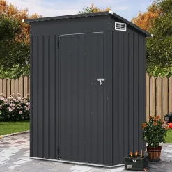 Abri de Jardin en Métal pour Outils avec Toit Incliné 150 x 88 x 185 CM avec Évant d'Aération Potre Fermable