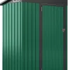 Abri de Jardin en Métal pour Outils avec Toit Incliné 150 x 88 x 185 CM avec Évant d'Aération Potre Fermable Vert