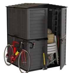 Abri de Jardin Extérieur Anthracite - Coffre de Jardin Polypropylène 151x146x200 - Rangement Outils, Vélos ARTPLAST
