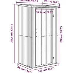 Abri de jardin Gris 118,5x97x209,5 cm Acier galvanisé vidaXL