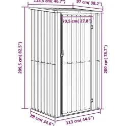 Abri de jardin Gris 118,5x97x209,5 cm Acier galvanisé vidaXL