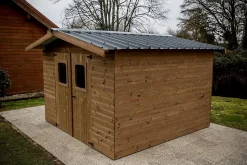 Abri de jardin Habrita Thermabri en bois coloris naturel ép.28 mm surface extérieure 12,31 m²