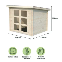 Abri de jardin Klikstrom Mokau bois coloris naturel toiture monopente ép.19 mm surface totale 6m²