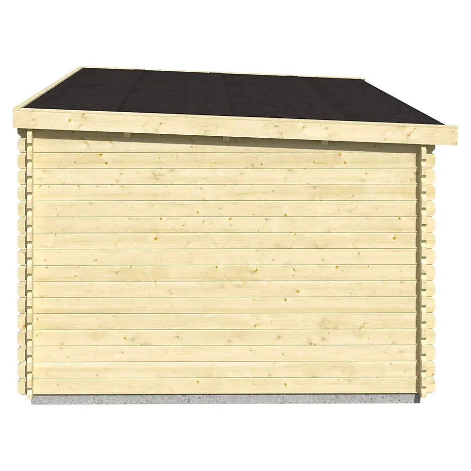 Abri de jardin Klikstrom Linda bois naturel ép.34 mm surface totale 12.2m²