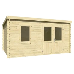 Abri de jardin Klikstrom Linda bois naturel ép.34 mm surface totale 12.2m²