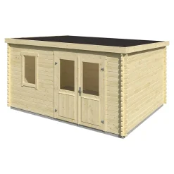 Abri de jardin Klikstrom Linda bois naturel ép.34 mm surface totale 12.2m²