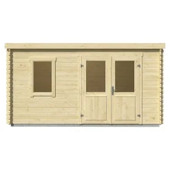 Abri de jardin Klikstrom Linda bois naturel ép.34 mm surface totale 12.2m²