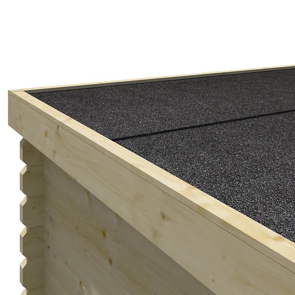 Abri de jardin Klikstrom Linda bois naturel ép.34 mm surface totale 12.2m²