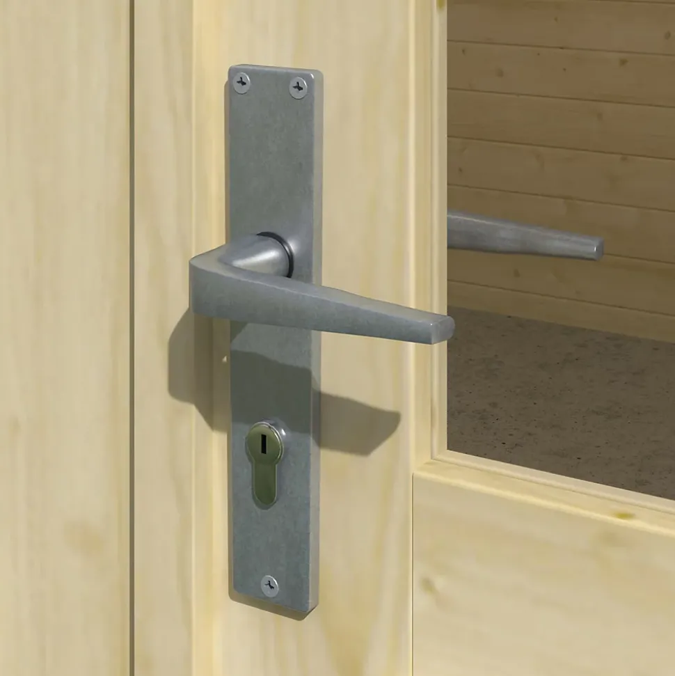 Abri de jardin Klikstrom Linda bois naturel ép.34 mm surface totale 12.2m²
