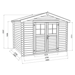 Abri de jardin Klikstrom Belaïa bois traité autoclave marron ép.28 mm surface totale 7.4m²