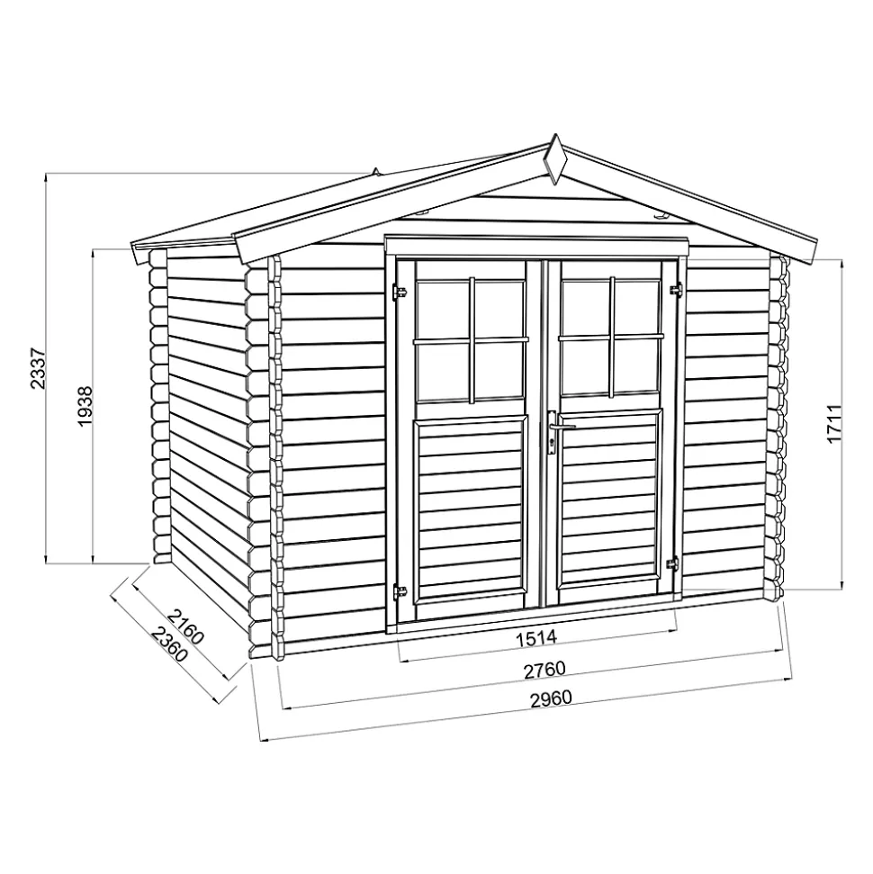 Abri de jardin Klikstrom Belaïa bois traité autoclave marron ép.28 mm surface totale 7.4m²