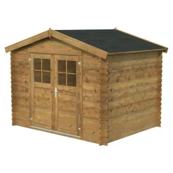 Abri de jardin Klikstrom Belaïa bois traité autoclave marron ép.28 mm surface totale 7.4m²
