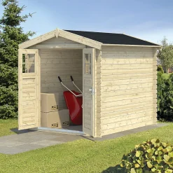 Abri de jardin Klikstrom Belaïa bois naturel ép.28 mm surface totale 5.9m²