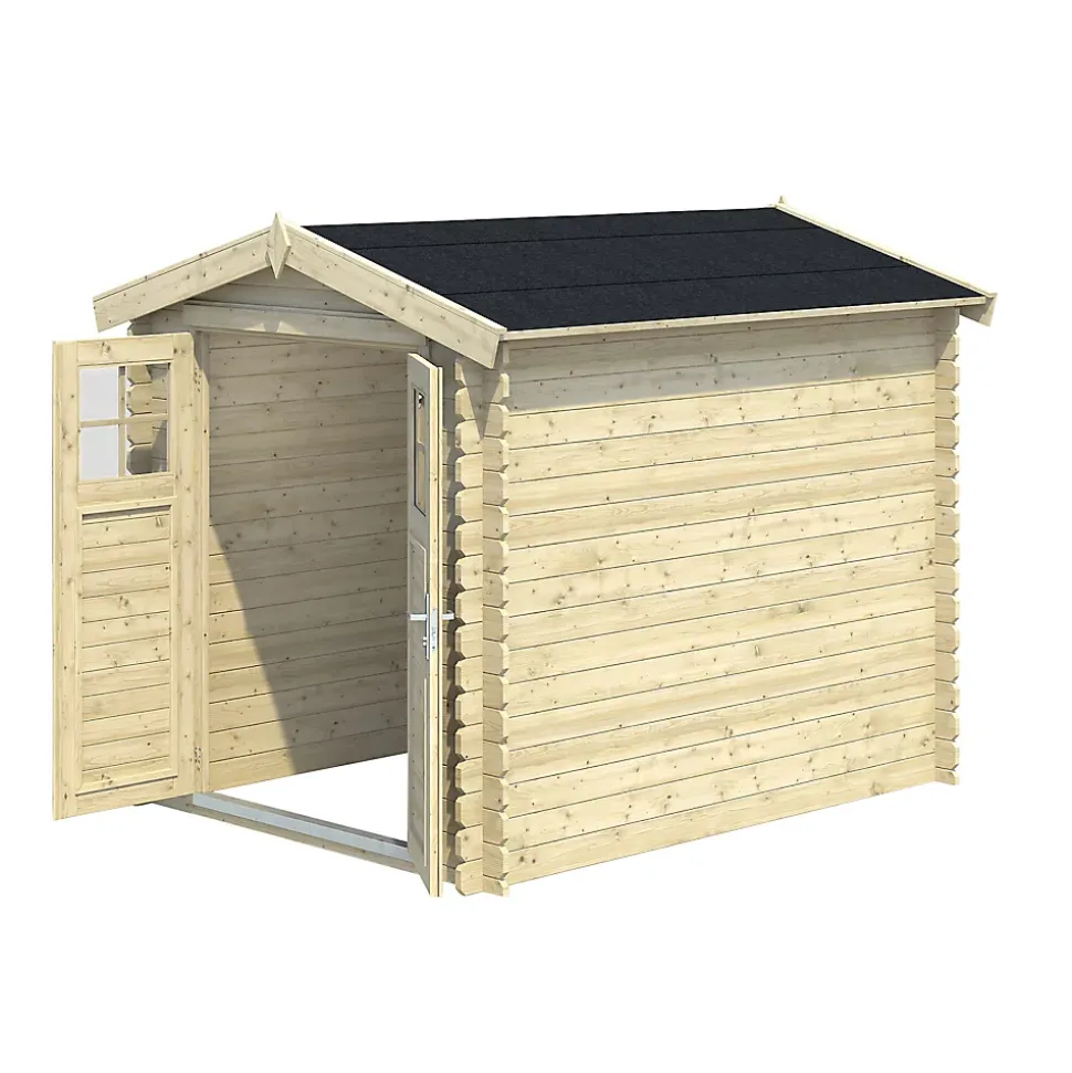 Abri de jardin Klikstrom Belaïa bois naturel ép.28 mm surface totale 5.9m²