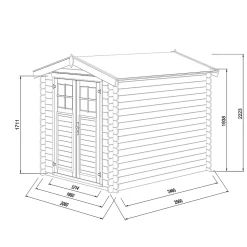 Abri de jardin Klikstrom Belaïa bois naturel ép.28 mm surface totale 5.9m²
