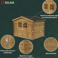 Abri de jardin Klikstrom Belaïa bois traité autoclave marron surface ép.28 mm totale 9.3m²