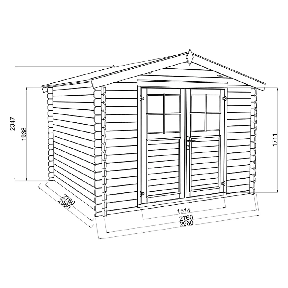 Abri de jardin Klikstrom Belaïa bois traité autoclave marron surface ép.28 mm totale 9.3m²