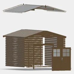 Abri de jardin Klikstrom Belaïa bois traité autoclave marron surface ép.28 mm totale 9.3m²