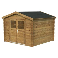 Abri de jardin Klikstrom Belaïa bois traité autoclave marron surface ép.28 mm totale 9.3m²