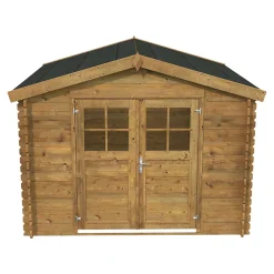 Abri de jardin Klikstrom Belaïa bois traité autoclave marron surface ép.28 mm totale 9.3m²