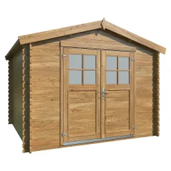 Abri de jardin Klikstrom Belaïa bois traité autoclave marron surface ép.28 mm totale 9.3m²