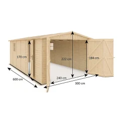 Abri de Jardin KOVER en Bois surface totale 18 m2
