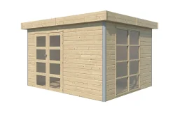 Abri de jardin Lindo 2 L en bois coloris naturel ép.28 mm surface extérieure 12,65 m²