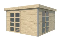 Abri de jardin Lindo 2 XL en bois coloris naturel ép.28 mm surface extérieure 16,97 m²