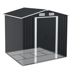 Abri de jardin 3,7M² gris en acier galvanisé avec base