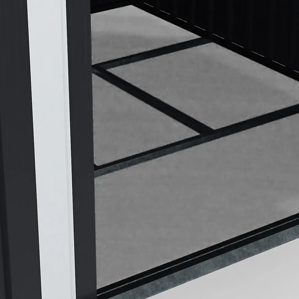 Abri de jardin 3,7M² gris en acier galvanisé avec base