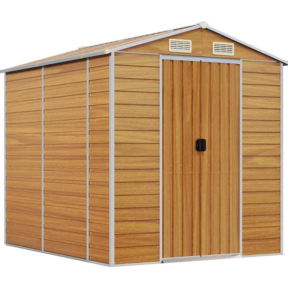Abri de jardin marron clair 191 x 215 x 198 cm en acier galvanisé vidaXL