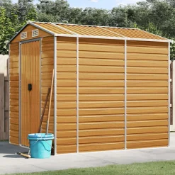 Abri de jardin marron clair 191 x 215 x 198 cm en acier galvanisé vidaXL
