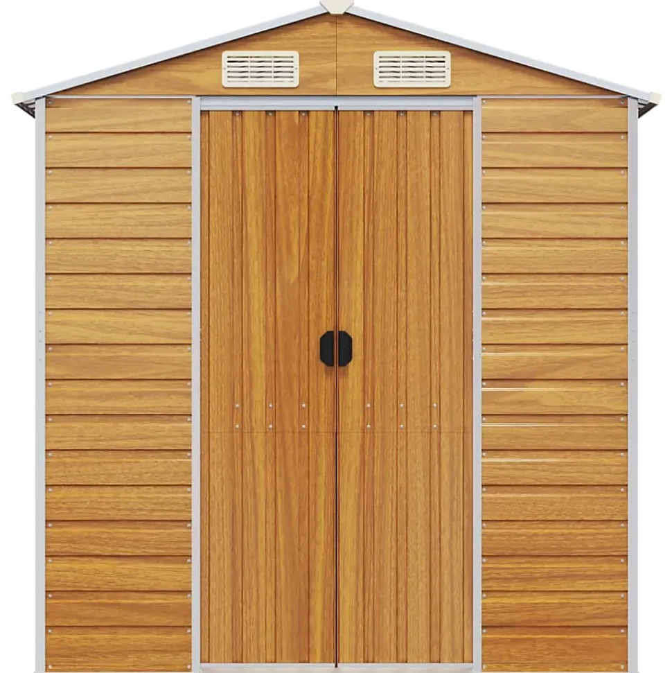 Abri de jardin marron clair 191 x 215 x 198 cm en acier galvanisé vidaXL