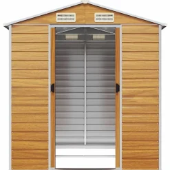 Abri de jardin marron clair 191 x 215 x 198 cm en acier galvanisé vidaXL