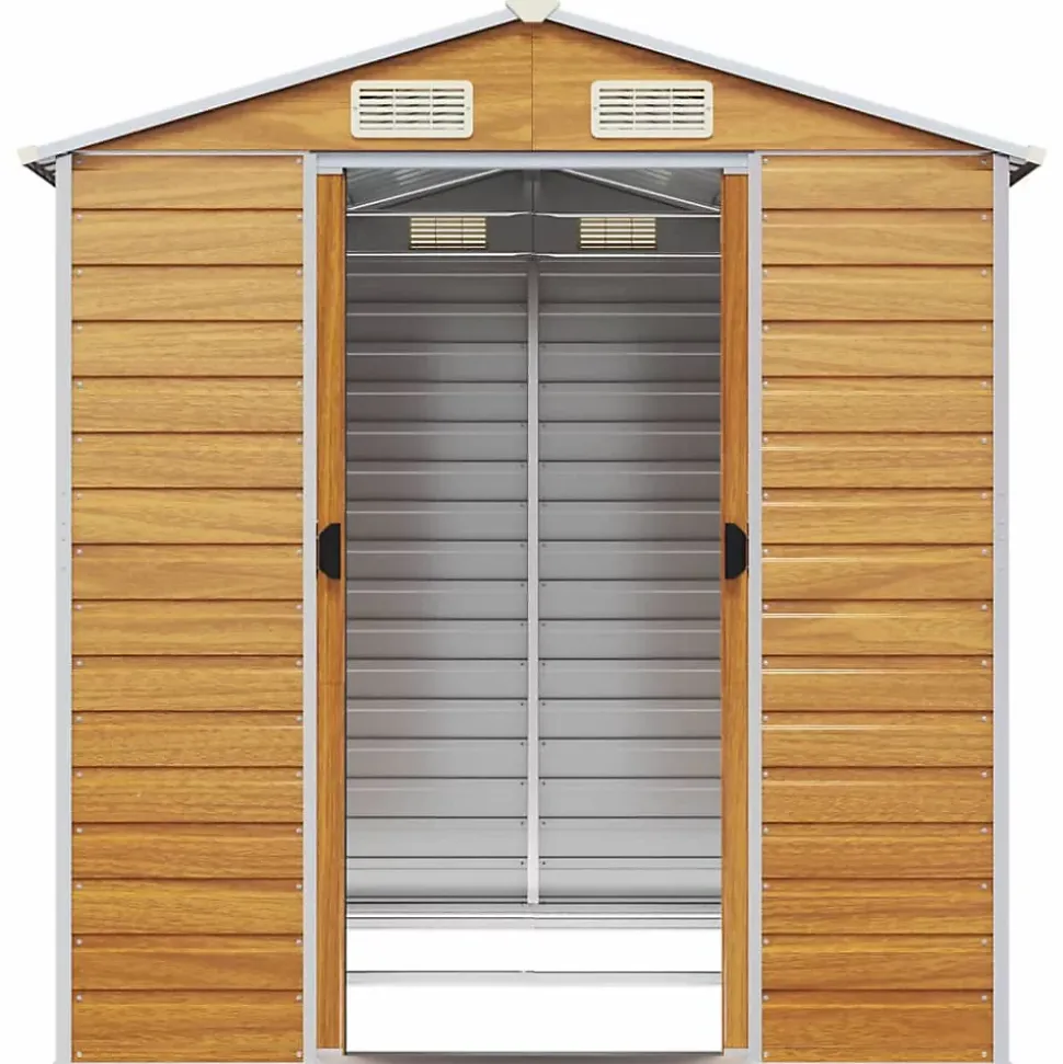 Abri de jardin marron clair 191 x 215 x 198 cm en acier galvanisé vidaXL
