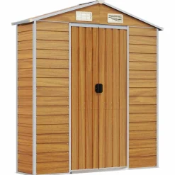 Abri de jardin marron clair 191 x 215 x 198 cm en acier galvanisé vidaXL