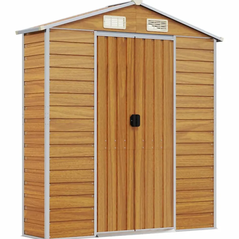 Abri de jardin marron clair 191 x 215 x 198 cm en acier galvanisé vidaXL