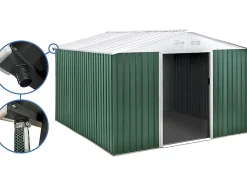 Abri de jardin métal "Rosas " 10.85 m² avec gouttière Vert