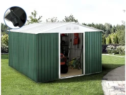 Abri de jardin métal "Rosas " 10.85 m² avec gouttière Vert