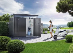 Abri de jardin métal Biohort HighLine H4 gris foncé double porte surface totale 7.56 m²