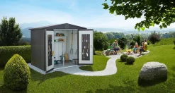 Abri de jardin métal Biohort Europa T3 gris foncé surface totale 3.8 m²