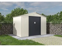 Abri de jardin métal "Nebraska" 5,29 m2 (4,83 m2 au sol) Beige