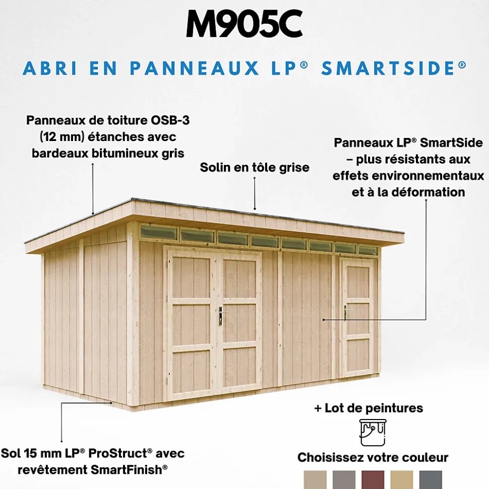 Abri de Jardin Qualité Premium 8.52+2.95 m² - M905C-TERRA BROWN - Timbela