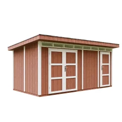 Abri de Jardin Qualité Premium 8.52+2.95 m² - M905C-REDWOOD RED - Timbela