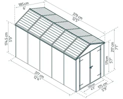Abri de jardin Rubicon polycarbonate gris foncé surface totale 7m²