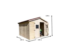 Abri de jardin sans plancher 7.62m² bois naturel Habrita ED2828.02